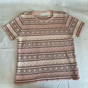 Alfred Dunner Geometric Short Sleeve Tee in Pink and Brown